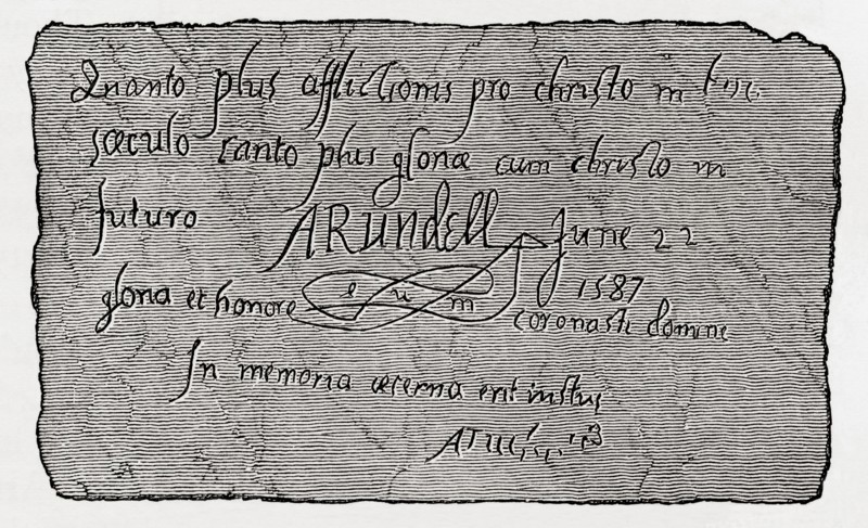 Ancient Latin inscription in the Beauchamp Tower.