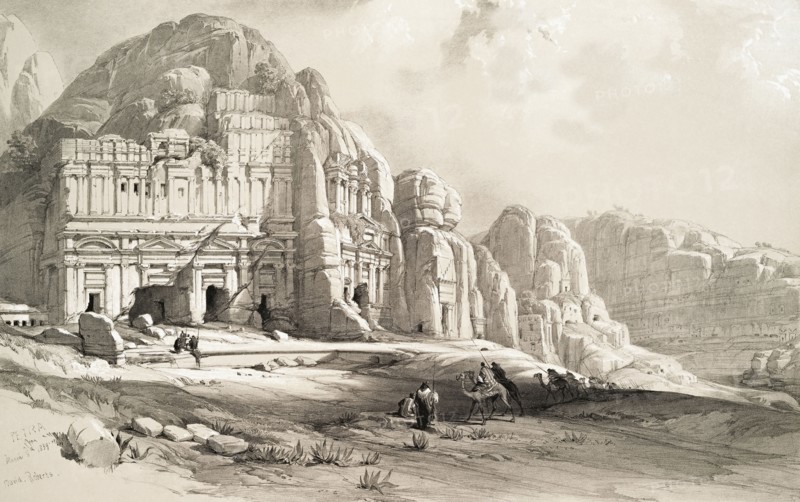Petra Shewing the Upper or Eastern End of the Valley.