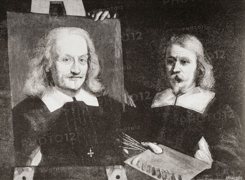 Il Guercino with his self portrait.