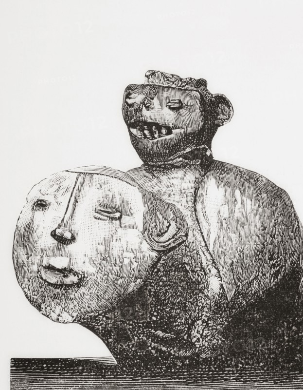 Ceramic figure of a quadruped with two human heads from Soacha.