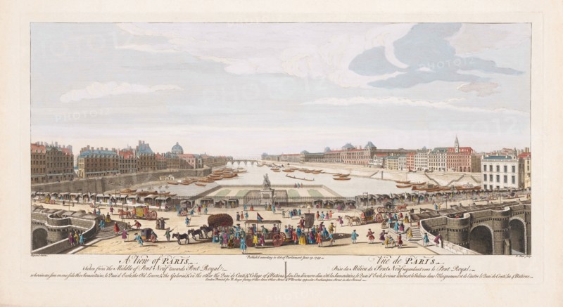 A View of Paris taken from the middle of Pont Neuf towards Pont Royal.