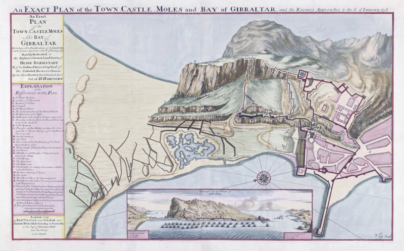 An Exact Plan of the Town Castle Moles and Bay of Gibraltar during the Twelfth Siege of Gibraltar.