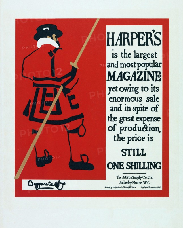 A poster dated 1895 advertising Harper's Magazine.