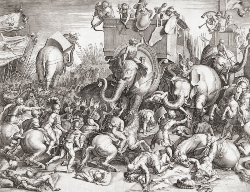 The Battle of Zama in 202 BC.