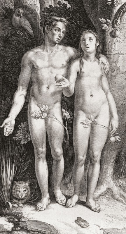 Adam and Eve in the Garden of Eden.