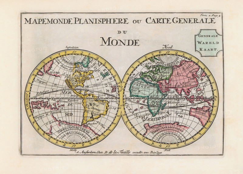 World map dating from the late 17th or early 18th century.