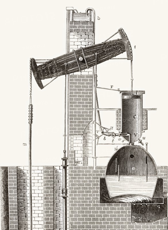 Thomas Newcomen's Atmospheric Steam Engine.