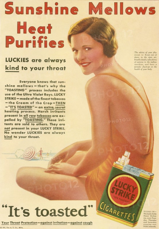 A 1930's advertisement for Lucky Strike cigarettes.