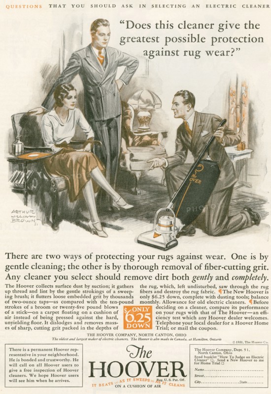 A 1930's advertisement for The Hoover.