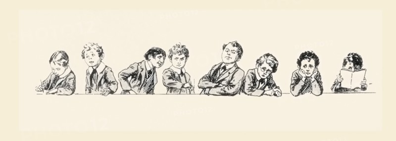 19th century schoolboys and their teacher.