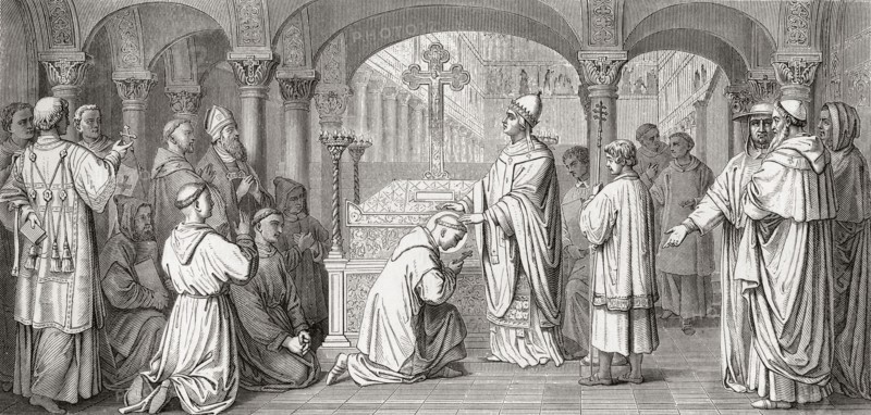 Detail of the fresco in the basilica of St. Boniface's Abbey.