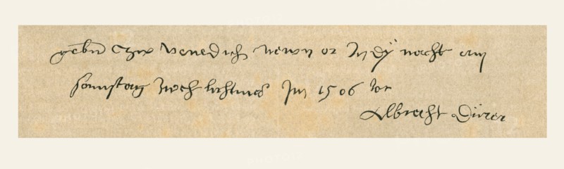 Handwriting sample and signature of Albrecht Durer.