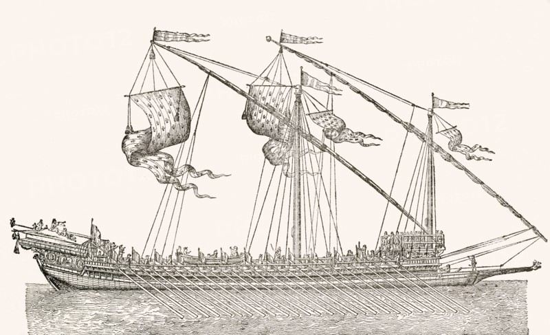 A 16th century galley ship.