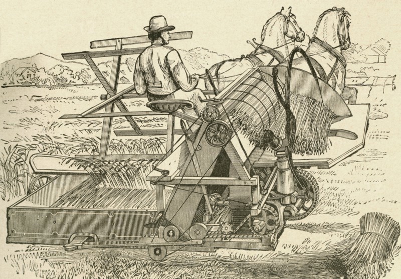 A harvesting machine.