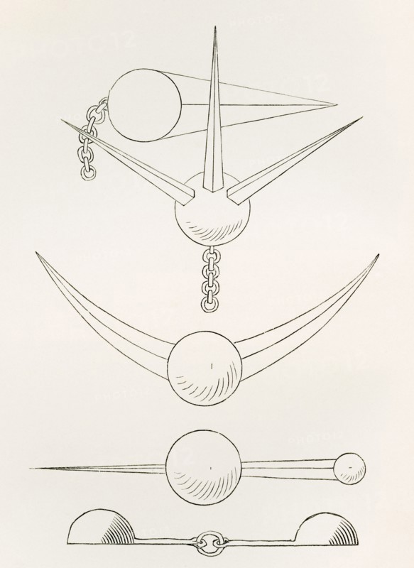 Bar and chain shot used in naval warfare in the 17th century.