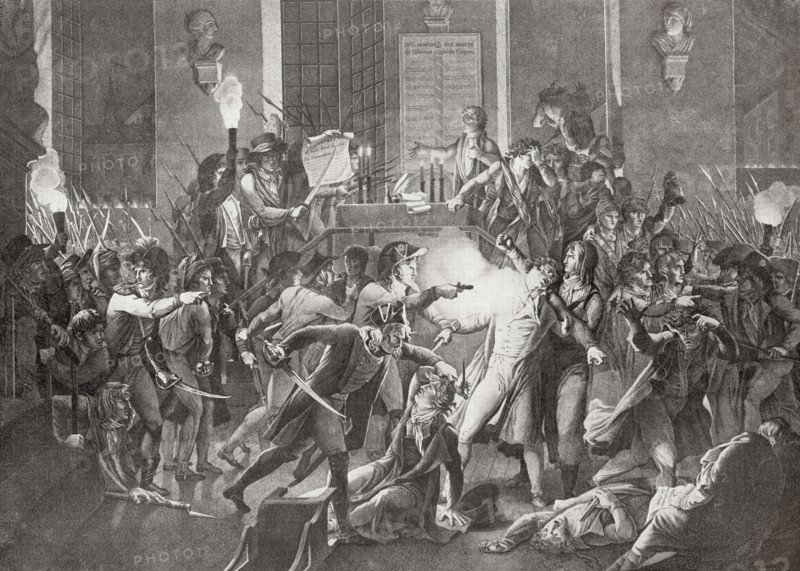 Gendarme Merda shooting at Robespierre during the night of the 9 Thermidor.