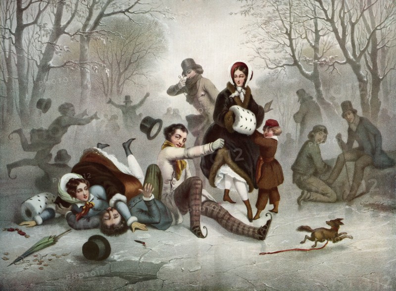 Outdoor ice skating in the 19th century.