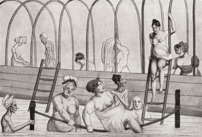 A public bath in France in the 19th century.