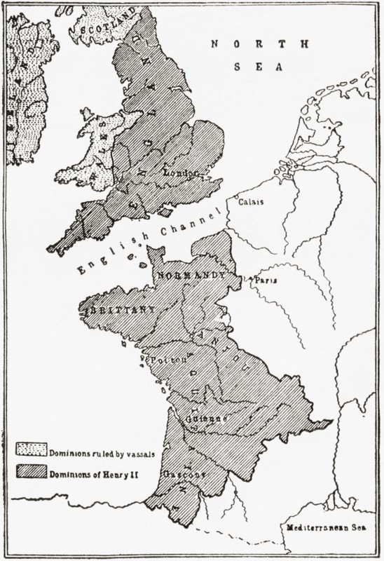Map showing the French dominions of Henry II.
