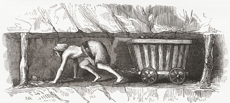 Scene inside an English coal mine.