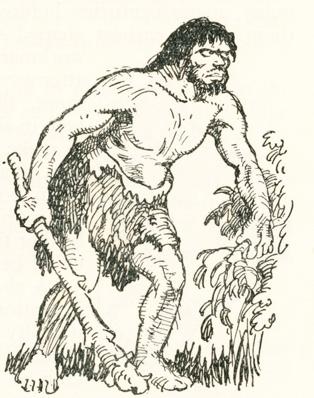 Stone Age man with club.