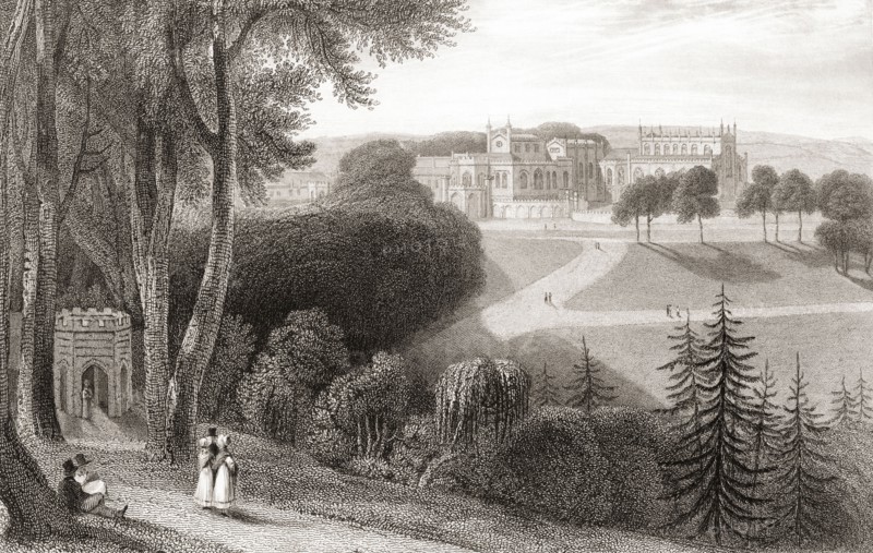 19th century view of Auckland Castle.