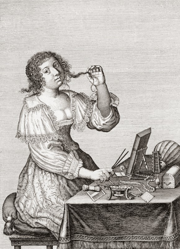A lady at her toilette.