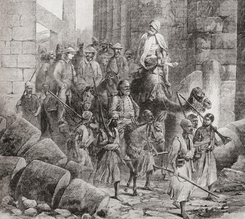 Victorian tourists at The Hall of Columns or Hypostyle Hall.