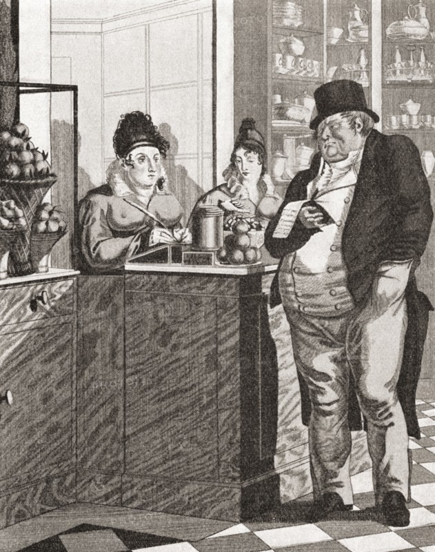 English gentleman paying the bill in a Parisian restaurant.
