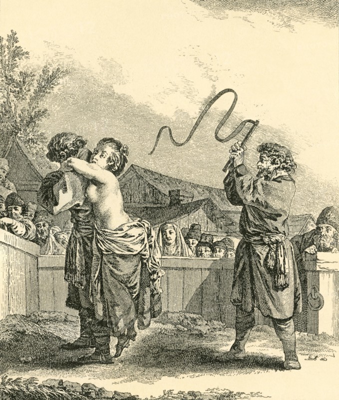 Flogging Of A Woman Convict In Russia As A Public Spectacle.