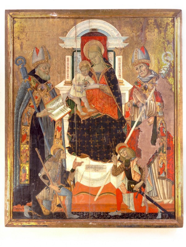 Stefano Folchetti, Madonna and Child Enthroned with Saints Benedict, Roch, Sebastian and Bernard, 1492