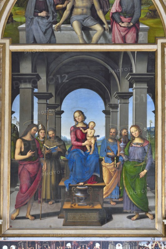Pietro Vannucci known as Il Perugino, Altarpiece from Fano (Virgin and Child with Saints John the Baptist, Louis of Toulouse, Francis of Assisi, Peter and Mary Magdalene; Piet