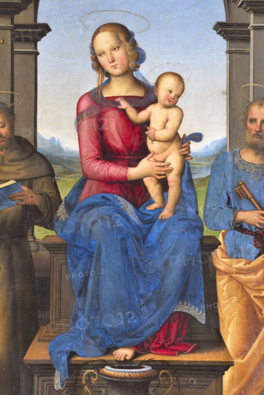 Pietro Vannucci known as Il Perugino, Fano Altarpiece (Virgin and Child with Saints John the Baptist, Louis of Toulouse, Francis of Assisi, Peter and Mary Magdalene), oil on pa