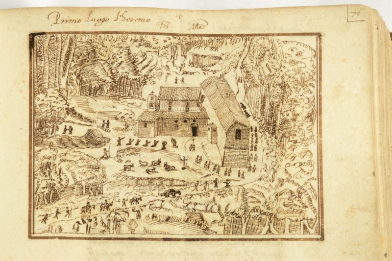 View of the hermitage of Montefano in the 13th-14th centuries
