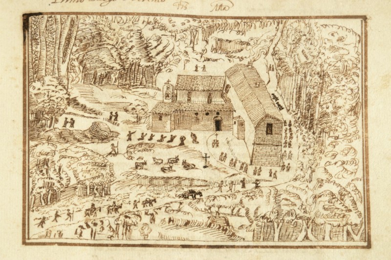 View of the hermitage of Montefano in the 13th-14th centuries