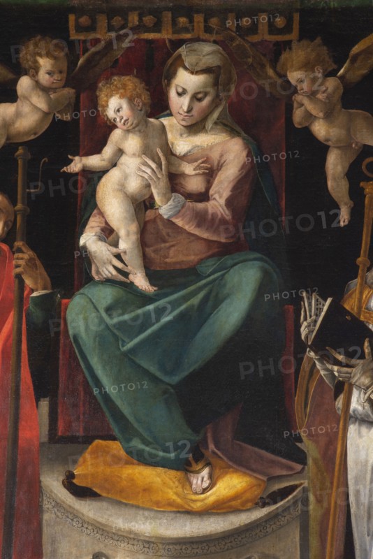Simone De Magistris, Madonna Enthroned with Child, between Saints Rocco and Martino