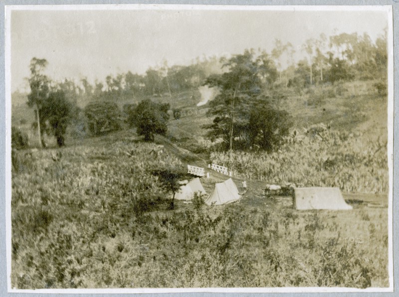 Camp at bridge construction site
