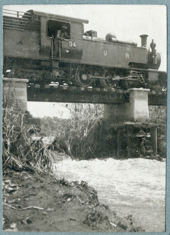 Uganda Railway train on damaged bridge