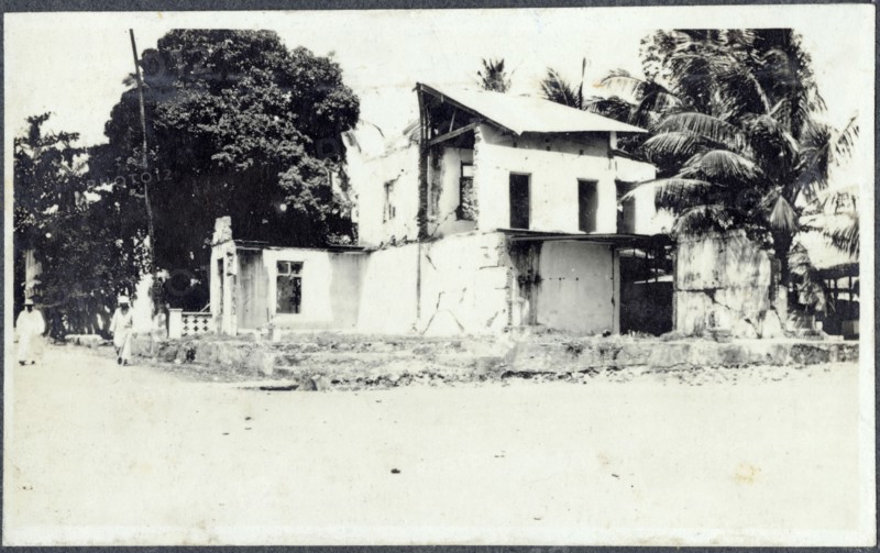 Damaged buildings after the Battle of Tanga