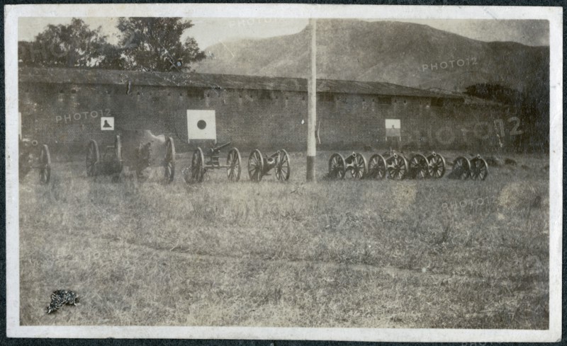 Captured guns at military camp, Zomba