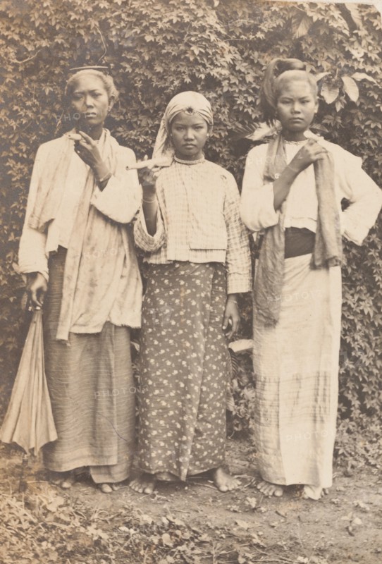 Portrait of three Burmese women