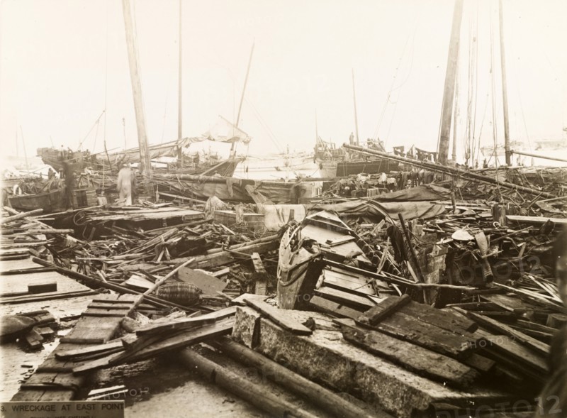 Typhoon devastation at East Point harbour