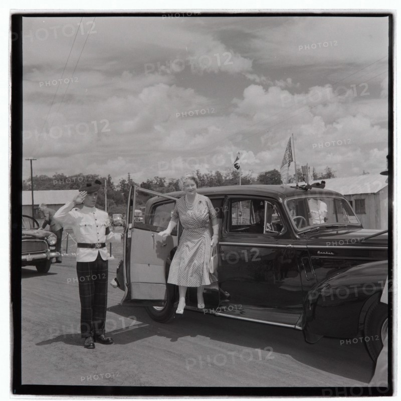 HM the Queen Mother at Cameronians (Scottish Rifles) Camp, Nairobi