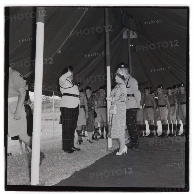 HM the Queen Mother at Cameronians (Scottish Rifles) Camp, Nairobi
