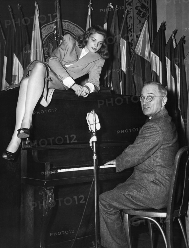 Truman And Bacall Entertain Troops