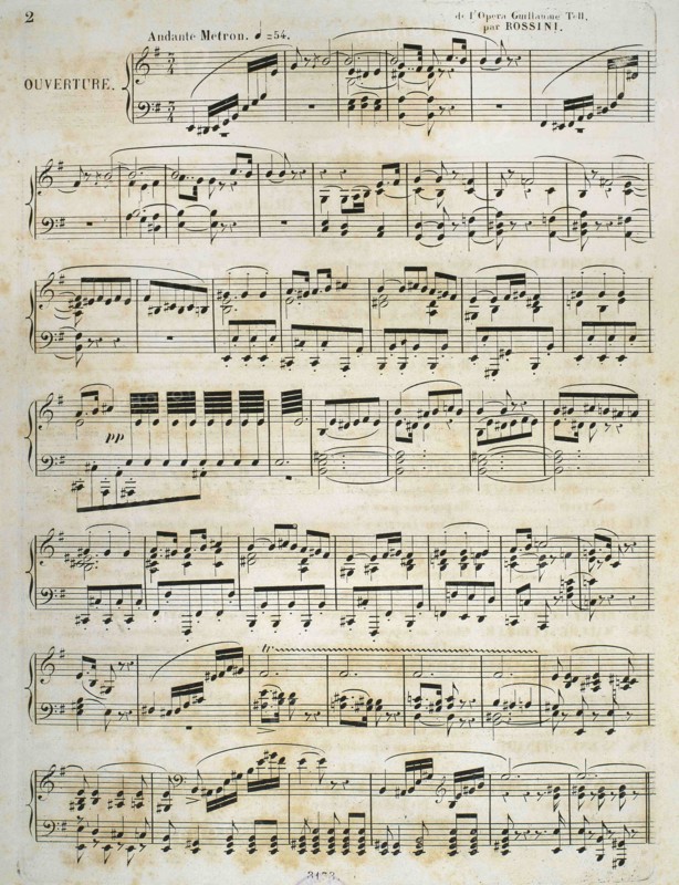 Gioacchino Rossini (1792-1868). Italian composer. Sheet music of "William Tell". French-language opera in four acts. It was first performed by the Paris Opera at the Salle Le Peletier on 3 August 1829. Music Library of the Court. Turin, Italy.