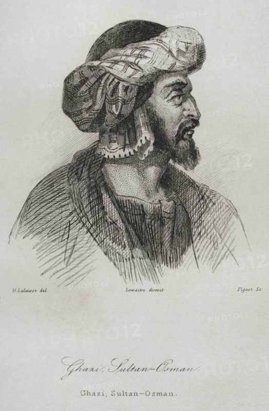 Osman I (1258-1326). 1st Ottoman Sultan (Bey). Imperial House of Osman. Engraving by Lemaitre, Lalaisse and Pigeot. Historia de Turquia, by Joseph Marie Jouannin (1783-1844) and Jules Van Gaver, 1840.