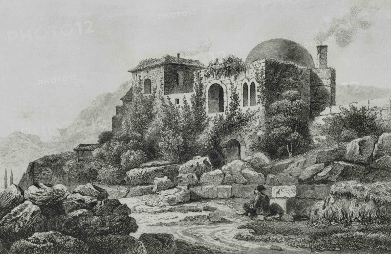 Ottoman Empire. Brousse Castle. Engraving by Lemaitre, Vormser and Lepetit. Historia de Turquia, by Joseph Marie Jouannin (1783-1844) and Jules Van Gaver, 1840.