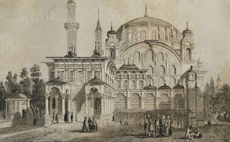 Ottoman Empire. Turkey. Selim I Mosque (1520-1527). It was erected by the Ottoman Sultan Suleyman I the Magnificent in honor or his father Selim I, died in 1520. Engraving by Lemaitre. Historia de Turquia by Joseph Marie Jouannin (1783-1844) and Jules Van Gaver, 1840.