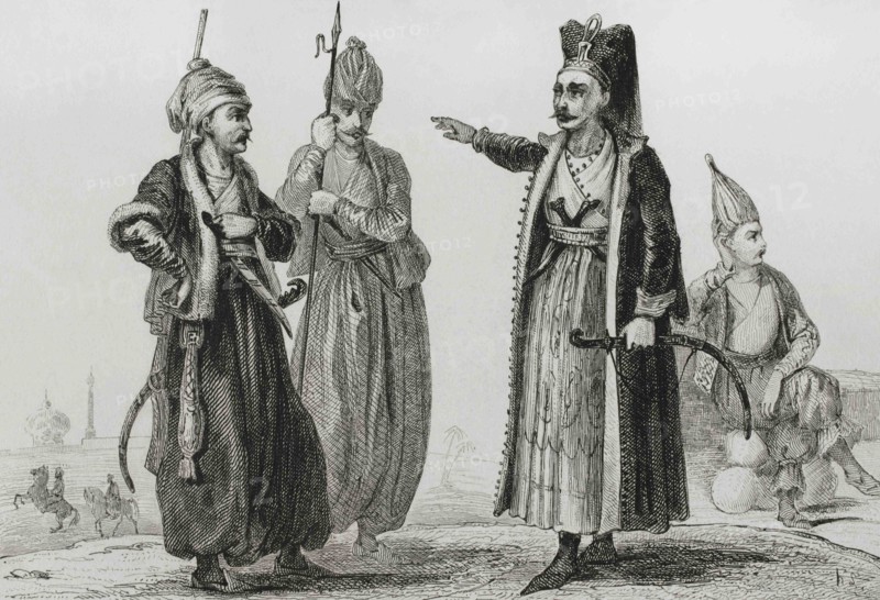 Ottoman Empire. Turkey. Janissaries. Engraving by Lemaitre, Lalaisse and Chaillot. Historia de Turquia by Joseph Marie Jouannin (1783-1844) and Jules Van Gaver, 1840.